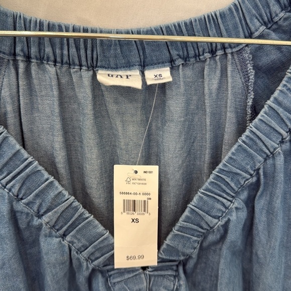 GAP puff sleeve denim v neck midi dress, NWT sz XS - Picture 5 of 7